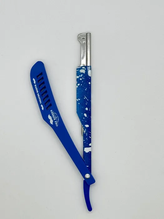 סכין גילוח מקצועית בצבע בכחול בעיצוב ספלש צבע